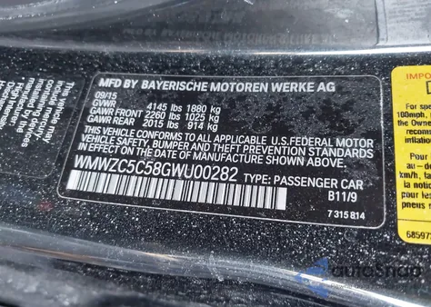 2016 Mini Countryman Cooper S z USA, uszkodzony, nr VIN WMWZC5C58GWU00282